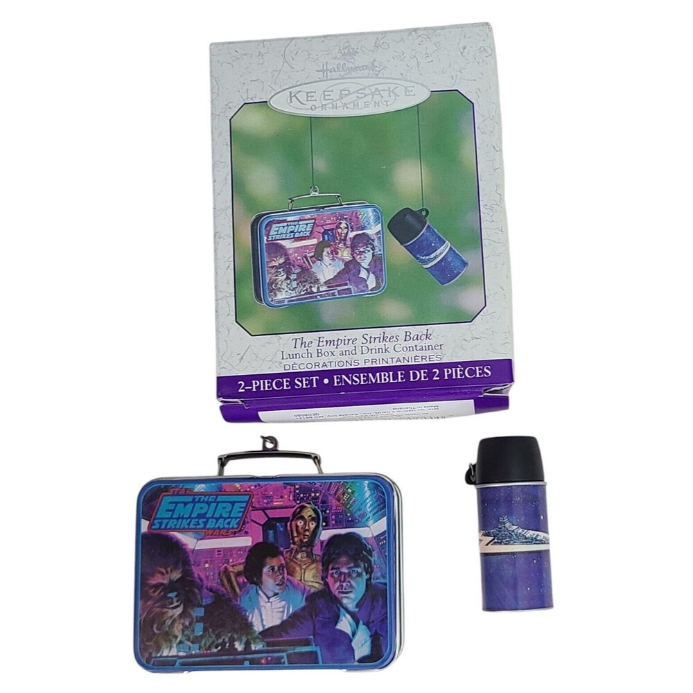 2001 Hallmark Keepsake EMPIRE STRIKES BACK 2 Pc Lunch Box & Thermos Ornament Set